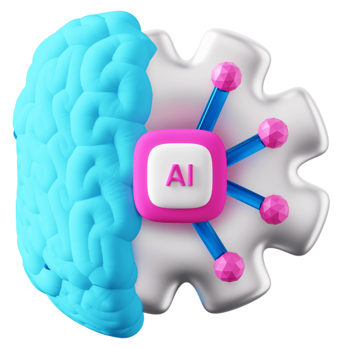 An abstract image of a brain with an AI chip in the middle.