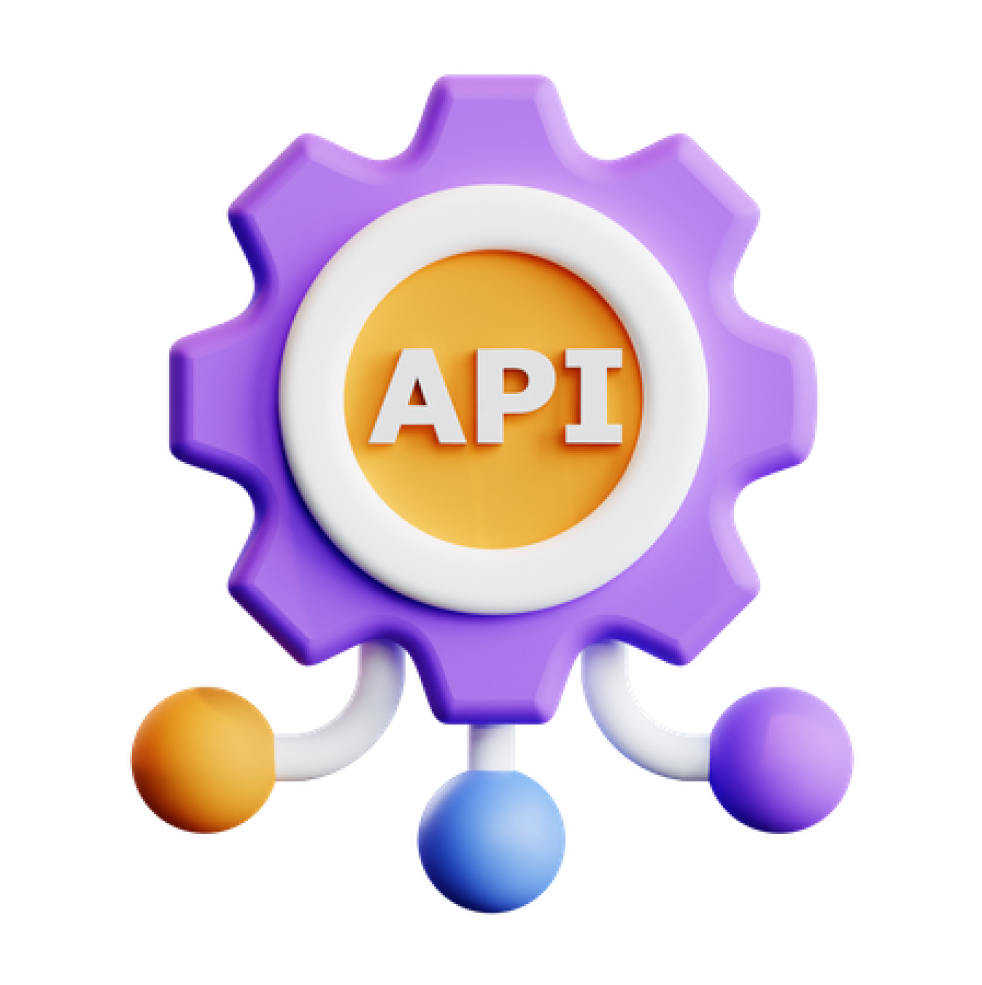 A 3d icon of API connection.