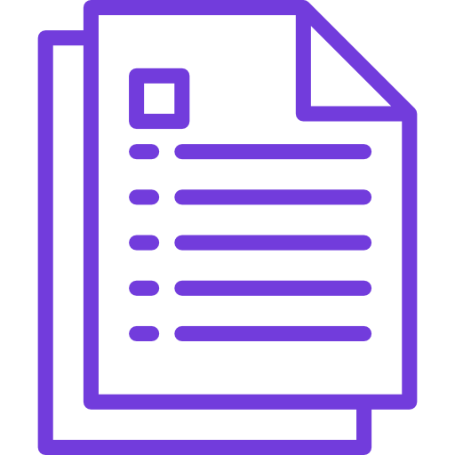 A purple document icon.
