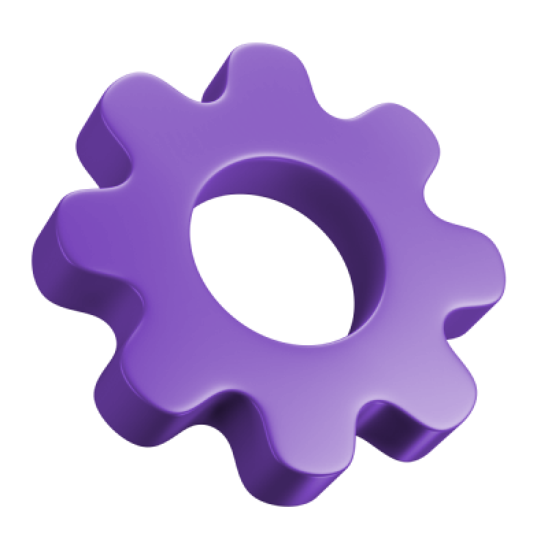 A 3d icon of a gearwheel.