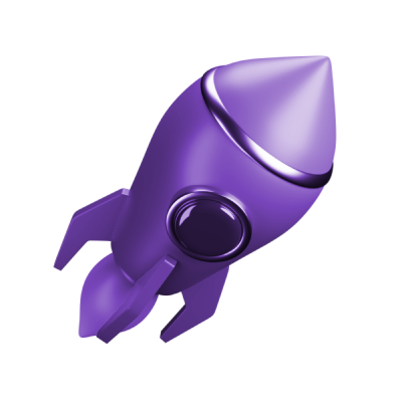 A 3d icon of a rocket.